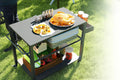 Heavy Duty Camping & Grill Cart with Wheels, 4-Tier Outdoor Serving Station, Stainless Steel Top Portable Kitchen Table for BBQ, Pizza Oven, or Potting Bench