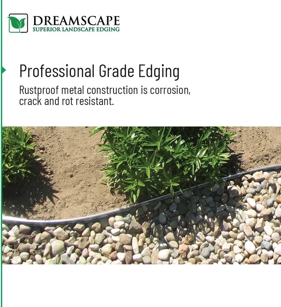 Dreamscape E-Z Edge Aluminum Landscape Edging - 12 Strips, 6ft Each (72ft Total), Bronze - Professional Quality Landscaping Border, Metal Divider for Lawn, Garden, Flowerbed…