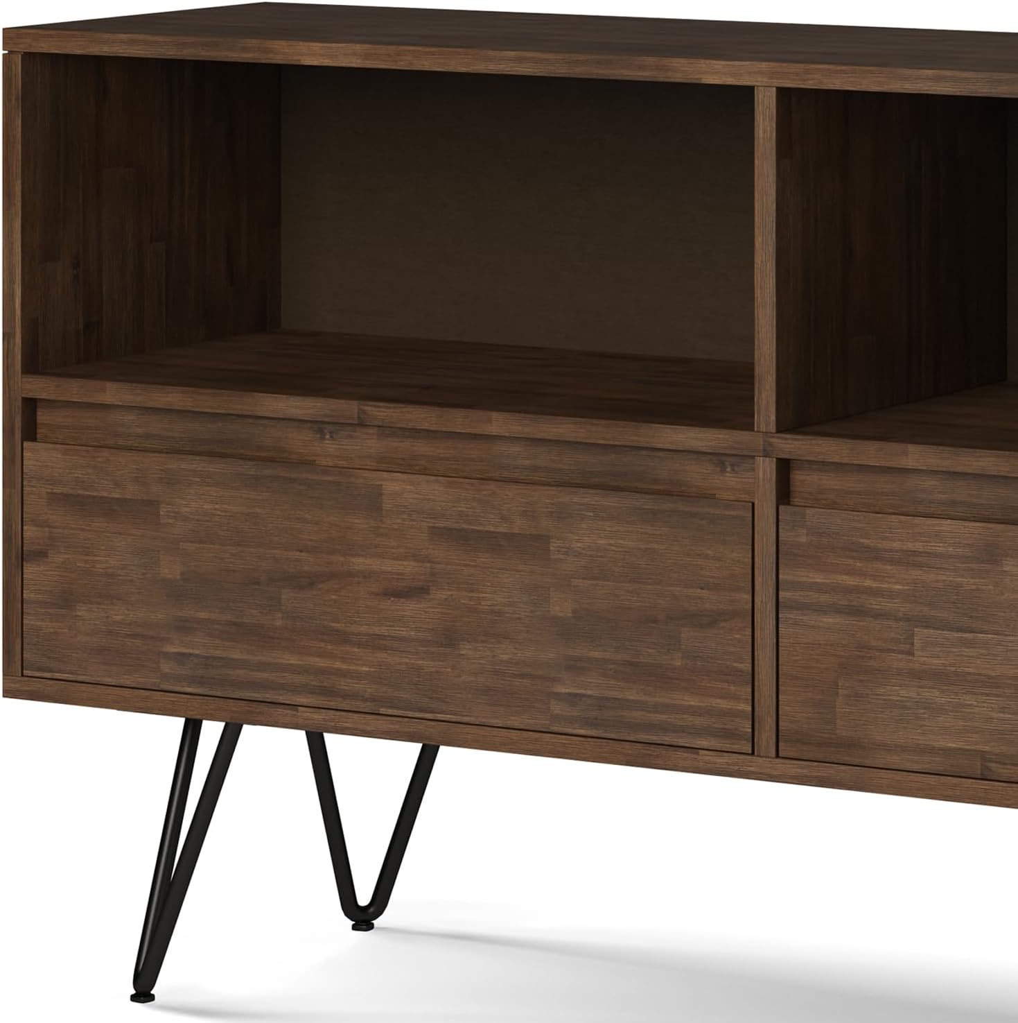 SIMPLIHOME Chase Bookcase - 30 inch Tall Solid Acacia Wood and Metal Low Bookshelf in Rustic Natural Aged Brown, Modern Industrial Storage for Living Room or Office with Open Shelves and Metal Frame