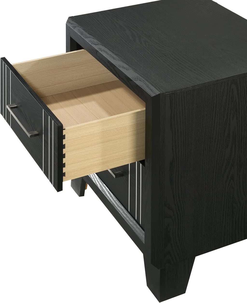Contemporary Beautiful Charcoal Finish Full Size Panel Bed Wooden Bedroom Furniture 3pc Set