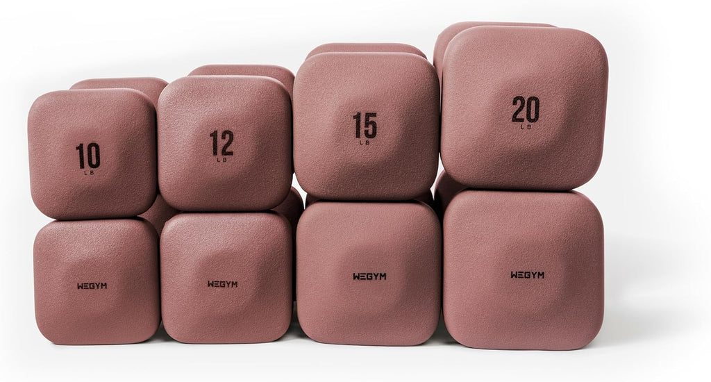 WeGym SafeGrip Square Dumbbells with Anti Slip Handles, Aesthetic Free Weights for Home Workouts, Stable Design Prevents Rolling during Floor Exercises - Set