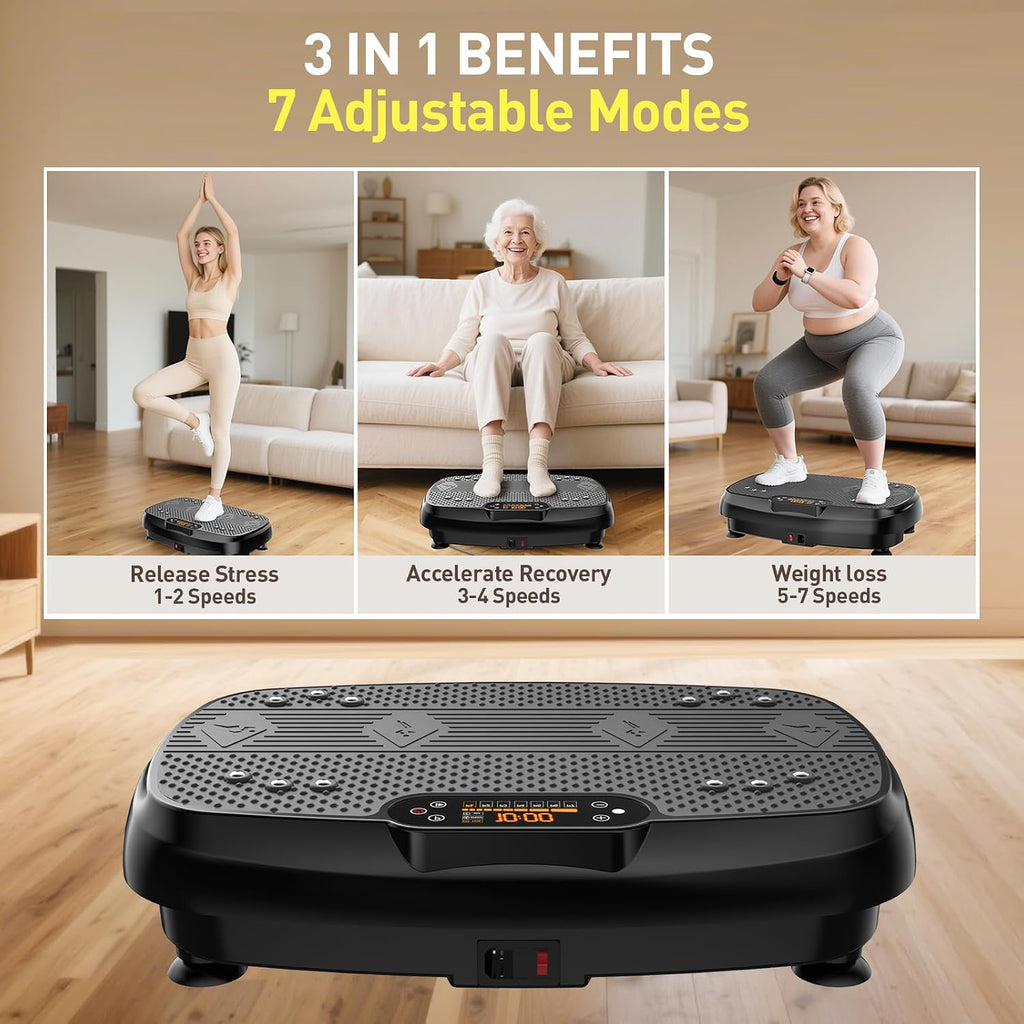 Vibrating Board Exercise Machine, 9 Modes Vibration Platform for Lymphatic Drainage, 3D Upgrade Vibrating Board for Weight Loss, Home Body Fitness Equipment (Purple)