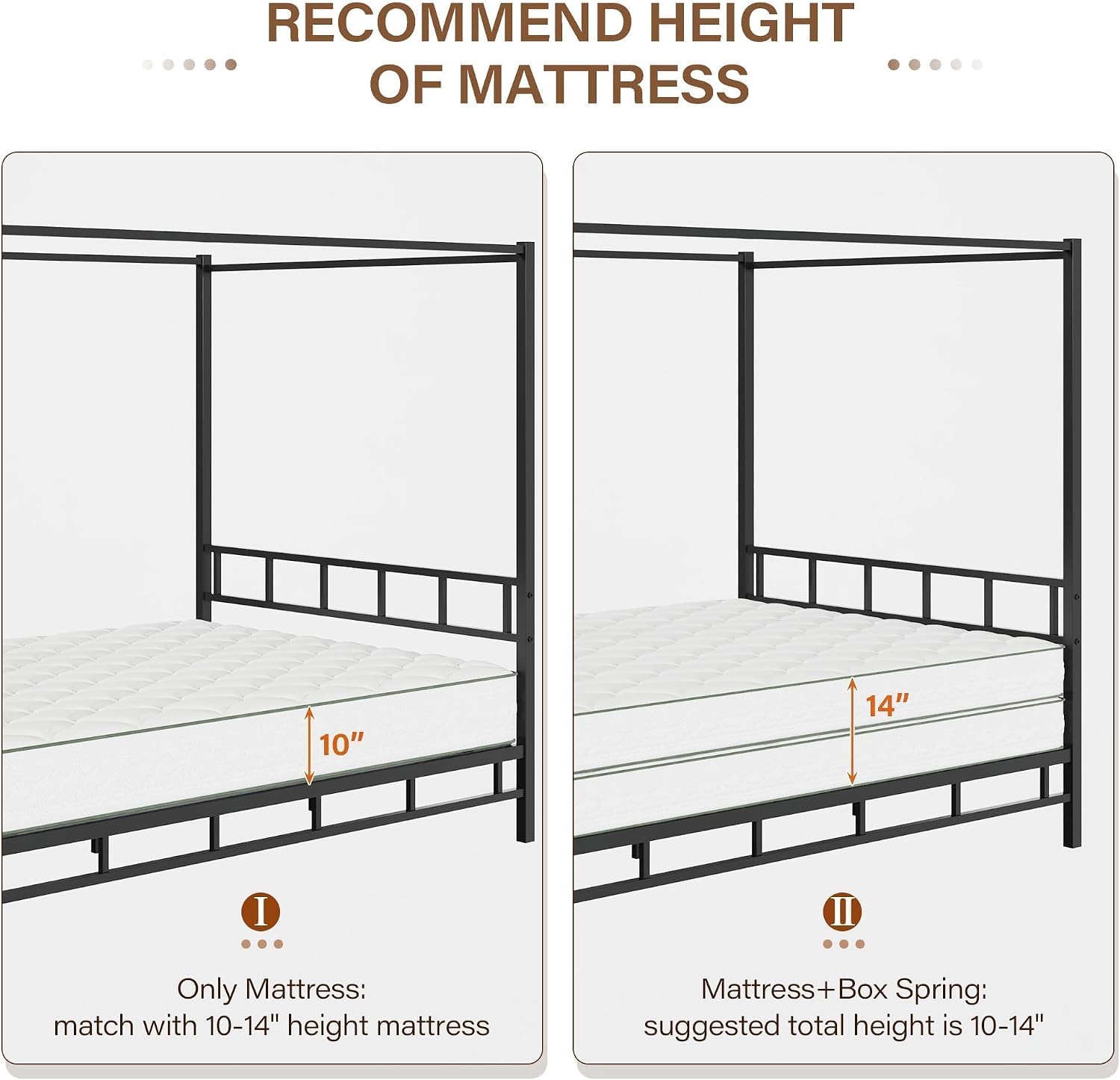 BarnFurin Full Size Metal Canopy Bed Frame,Mattress Foundation Platform with Metal Slats Support,Under-Bed Extra Storage No Box Spring Needed, Easy Assembly, Black