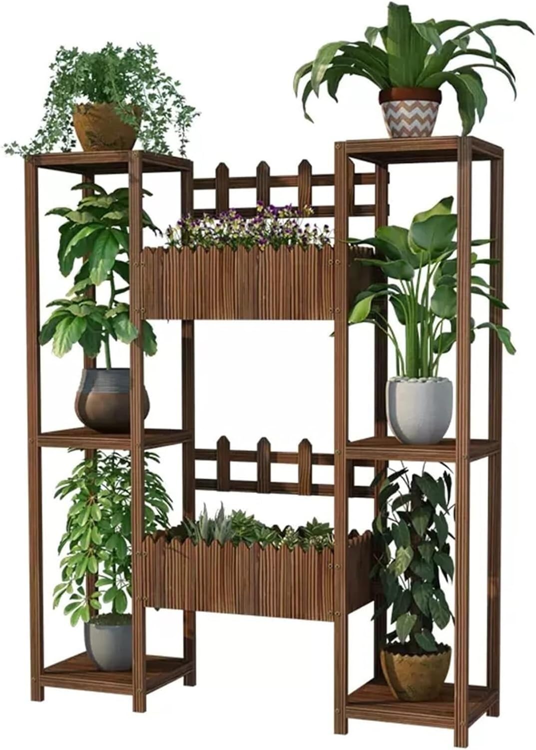 Potting Bench Table,Garden Potting Table, Plant Pot Stand Multiple Flower Display Stands Planter Rack Shelves for Corner Balcony Window Patio Living Room (Color : Brown, Size : 100x25x100cm)