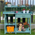Planting Work Bench with Removable Sink with Storage Shelves and Drawer Gardening Bench Potting Table YCDJCS (Color : Blue, Size : 117x45x121cm)