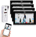 Wireless Video Doorbell Intercom System Doorbell with Camera,10 inch Touch Monitor 1080P Video Entry Doorphone TUYA IP Wired Video Door Phone for Home Villa Apartment (1 Bell+4 * 10 inch)