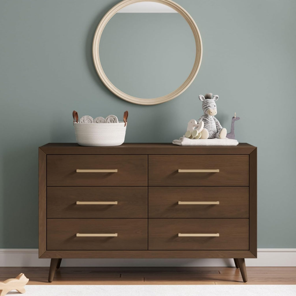 Child Craft Cranbrook Design 4-in-1 Convertible Baby Crib Nursery Furniture Set, Baby Bed and 6 Drawers Double Dresser, for Babies, Toddlers and Kids Bedroom (2 Piece - Toasted Chestnut)