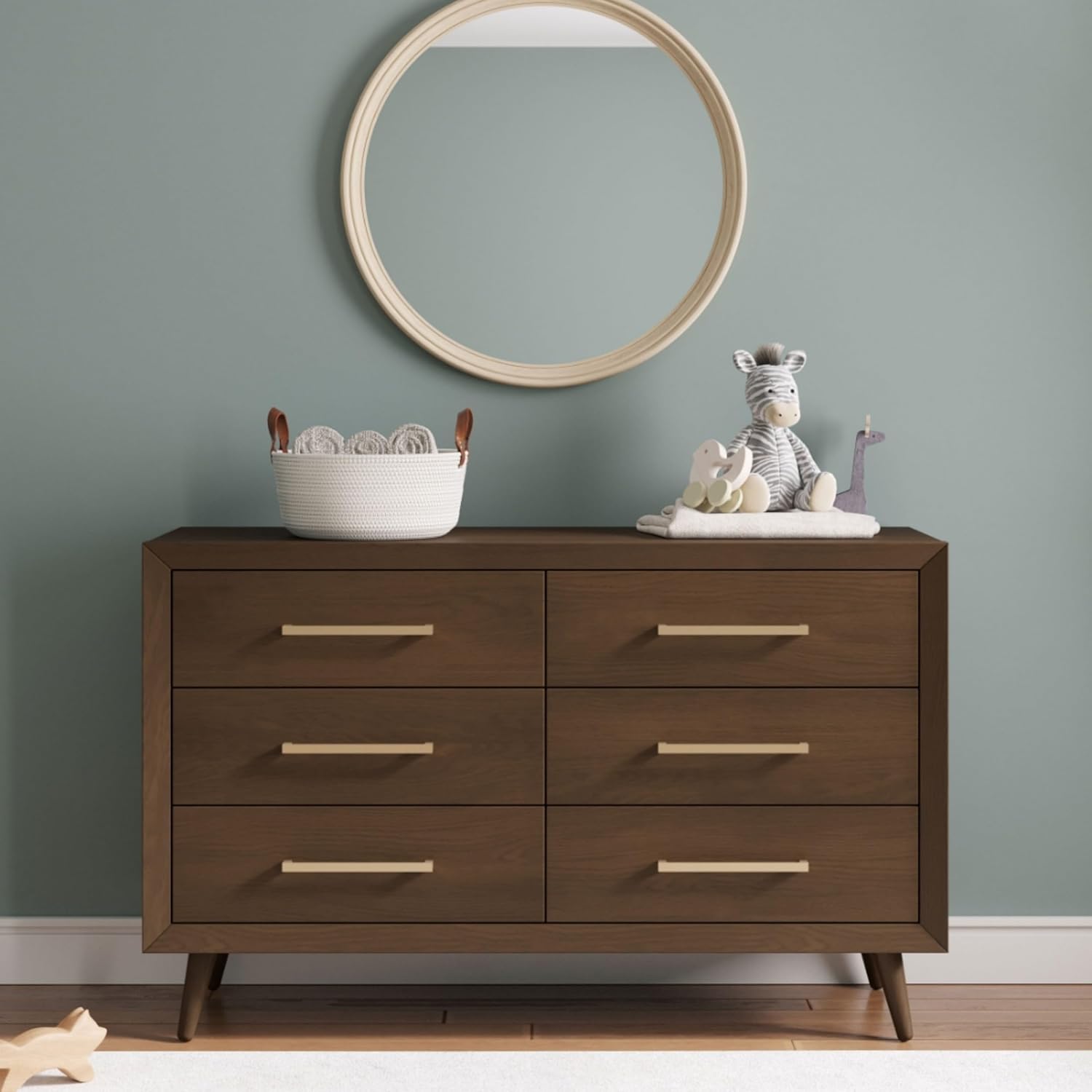 Child Craft Cranbrook Design 4-in-1 Convertible Baby Crib Nursery Furniture Set, Baby Bed and 6 Drawers Double Dresser, for Babies, Toddlers and Kids Bedroom (2 Piece - Toasted Chestnut)