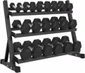 Rubber Hex Dumbbells with Rack 350/450/550 LBS - Free Weights Dumbbell Set Home Gym Equipment Exercise & Fitness Dumbbells for Strength Training