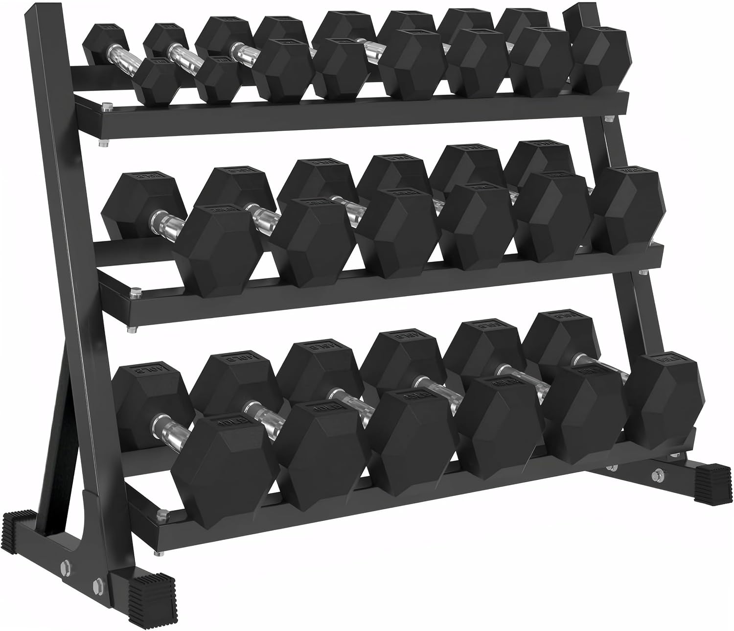 Rubber Hex Dumbbells with Rack 350/450/550 LBS - Free Weights Dumbbell Set Home Gym Equipment Exercise & Fitness Dumbbells for Strength Training