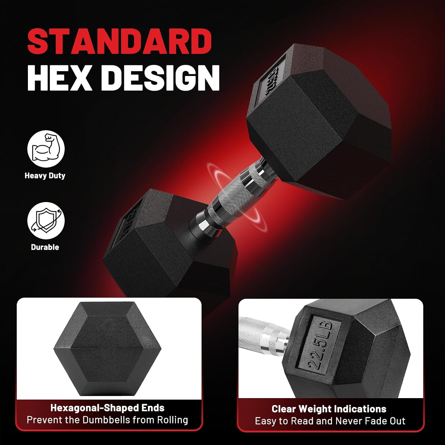 PAPABABE Hex Dumbbell Set with Rack, 85-560lb Rubber Encased Dumbbell Free Weights Dumbbells Set with Storage Rack, Hand Weights Set for Strength Training