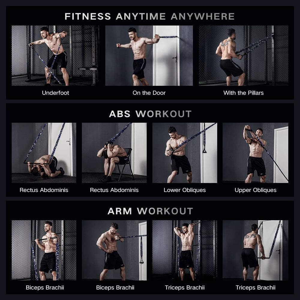 INNSTAR Portable Home Gym Set with Workout Bar, Bench Press Set, Squat Resistance Band, Door Anchor and More-Full Body Workout Equipment to Build Muscle and Shape Body