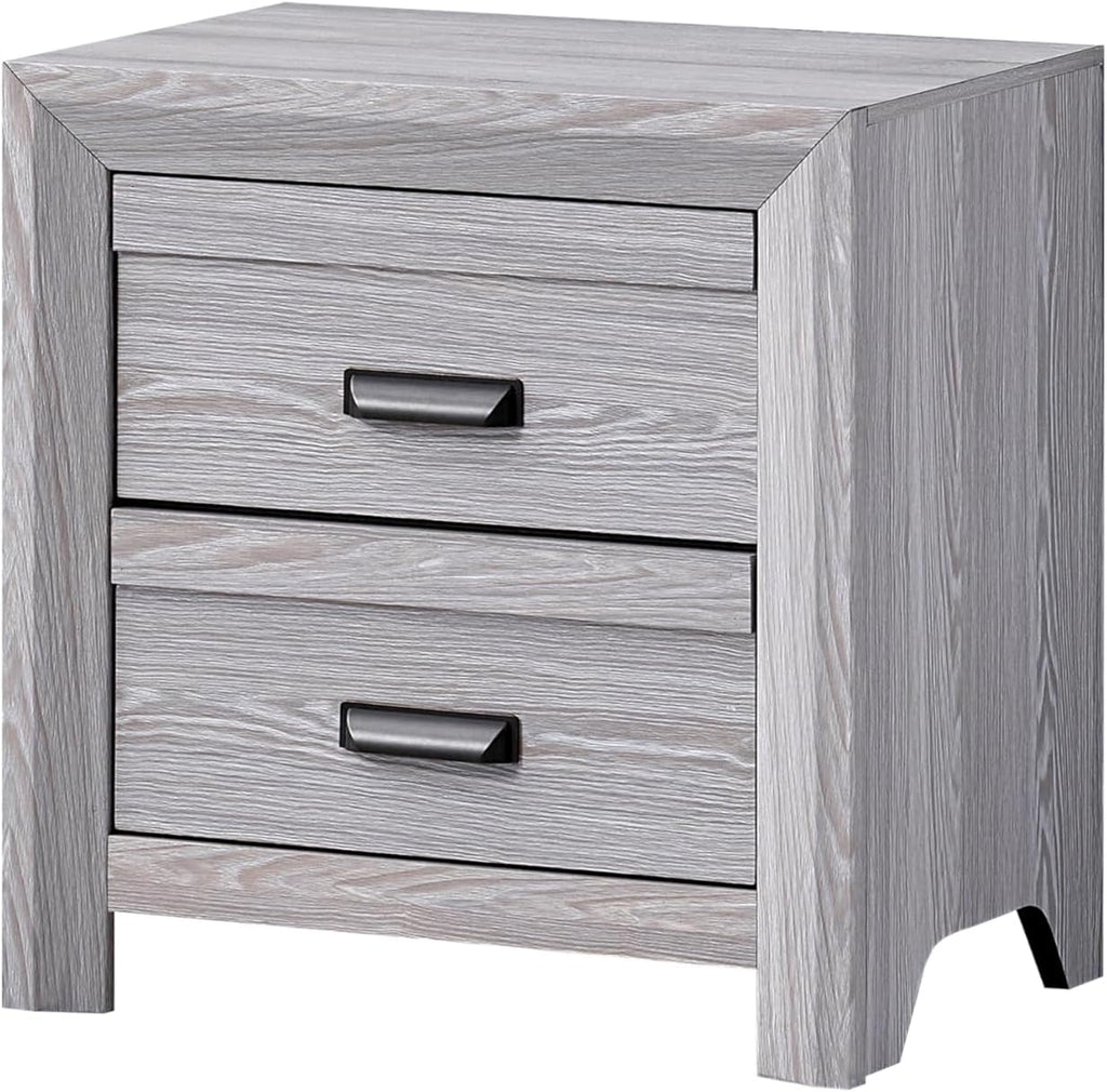 Drift Wood Grey Finish 5pc Full Size Panel Robust Frame Bed Set Wooden Bedroom Furniture Contemporary