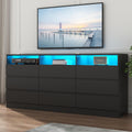 Loomie 9 Drawers Dresser, White Drawer Cabinet with Power Outlet, Accent Chests of Drawers with LED Light, Modern Storage Chest for Bedroom, Living Room (9 Drawers Black)