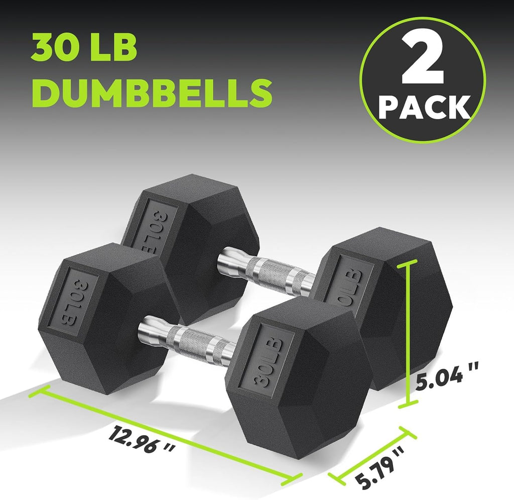 HANDBODE Hex Dumbbell 30-570 lb Dumbbell set, Rubber Encased Exercise & Fitness Dumbbells, Hand Weight for Strength Training