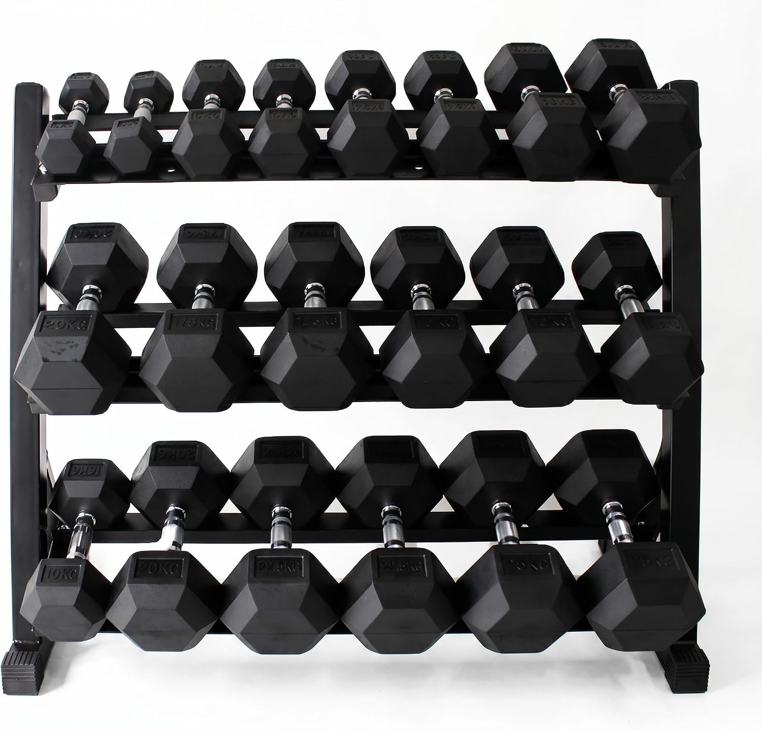 350-550 lbs Rubber Hex Dumbbells with Rack Free Weight for Home Gym, Durable Rubber Dumbbell with Storage,Coated Cast Iron Weight Strength Training Dumb bell Exercise Fitness Equipment