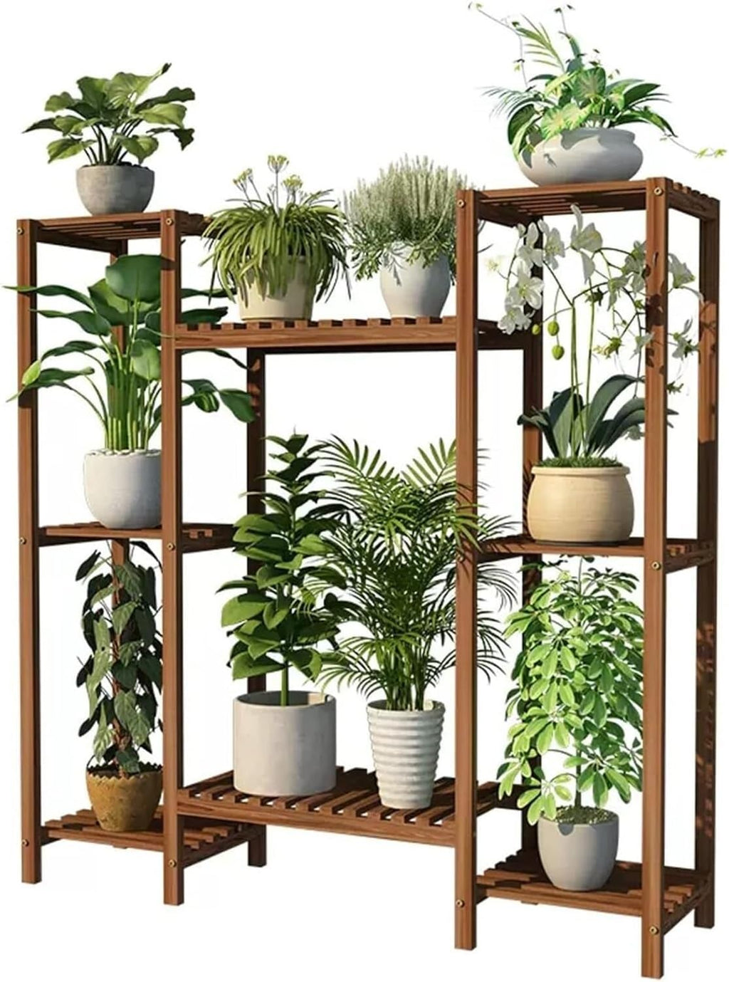Potting Bench Table,Garden Potting Table, Plant Stand Wooden Outdoor Tiered Plant Shelf 5 TiersLadder Plant Holder Table Plant Pot Stand for Window Garden Balcony Living Room