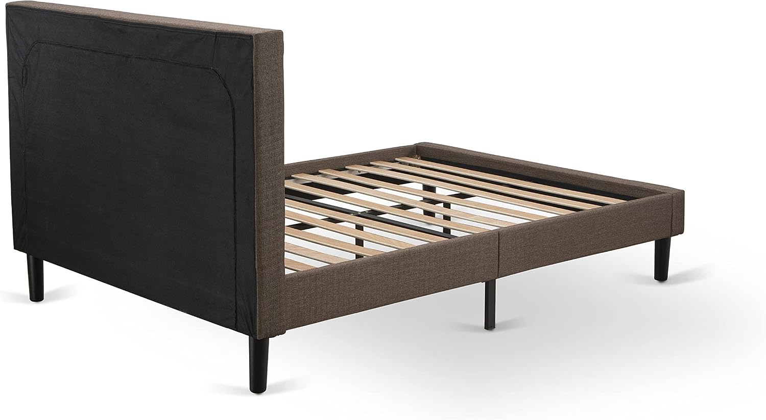 East West Furniture KD18F-1BF07 2 Piece Full Bed Set - 1 Platform Bed Frame Brown Linen Fabric Padded and Button Tufted Headboard with 1 Nightstand Bedroom - Distressed Jacobean Finish Nightstand