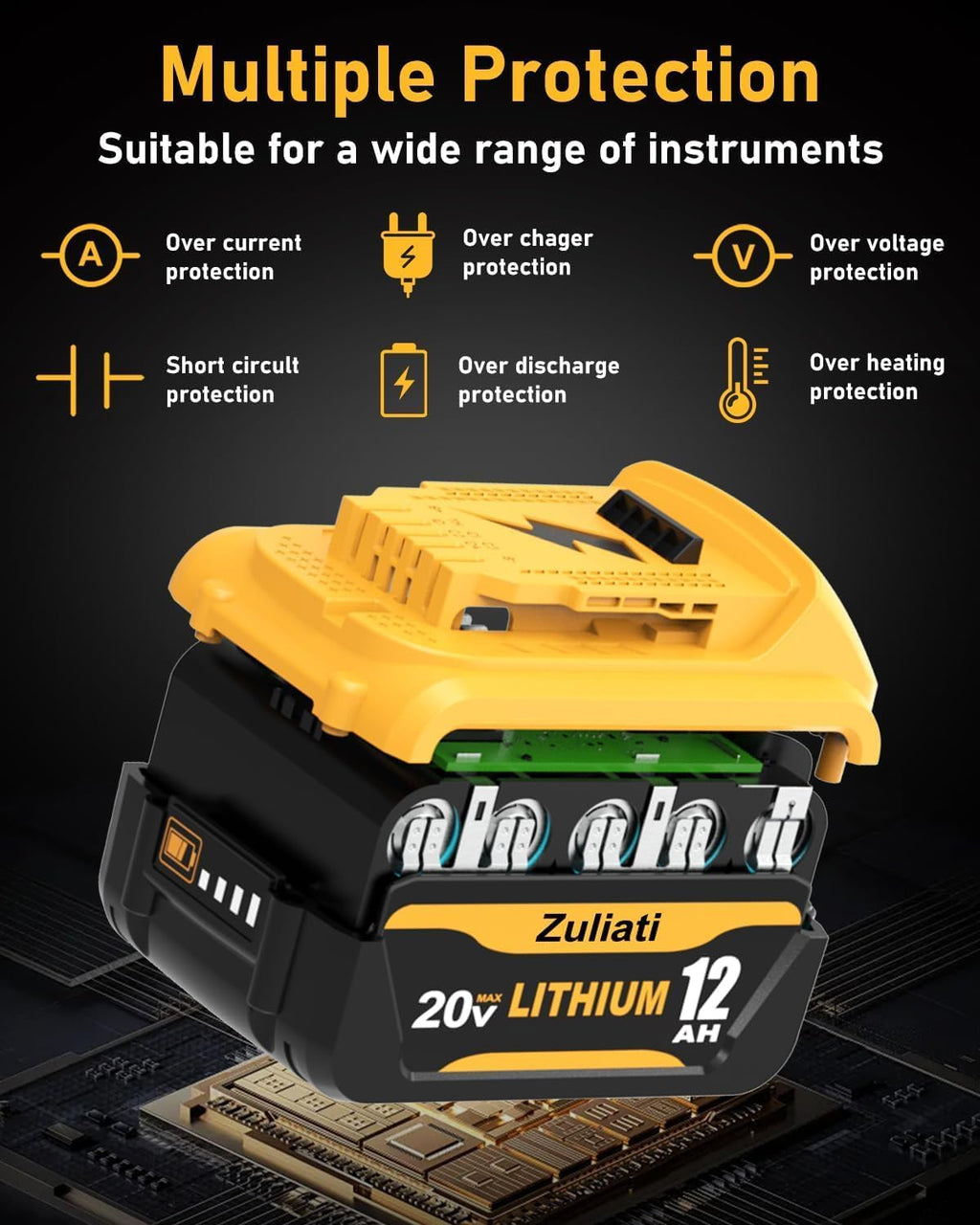 DCB206 12.0Ah Replacement for Dewalt 20V Battery and DCB104 Charger,DCB206-2 DCB203 DCB201 DCB204 Compatible with Dewalt 20 Volt Battery DCD985B Power Tools with LED Indicator(Multi-12.0Amps-DCB104)