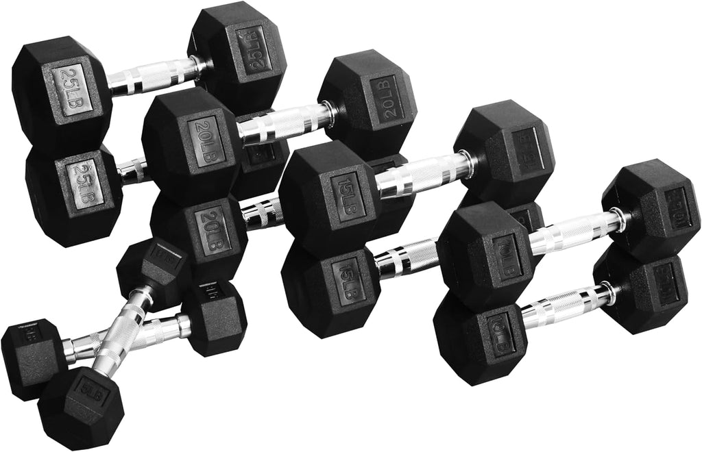 Hex Dumbbells Rubber Coated Hand Weights Set for Exercises and Fitness, Dumbbell Set for Multiple Weight