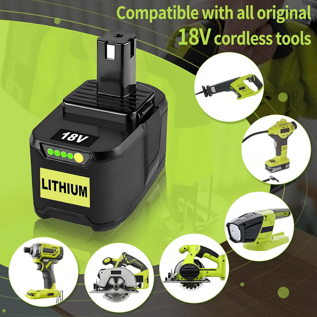 4Pcs 12.0Ah P109 18V Replacement for Ryobi 18V Battery Compatible with Ryobi Battery P102 P103 P104 P105 P107 P108 P109 P190 Cordless Tool Battery Packs (4Pack 12.0Ah)