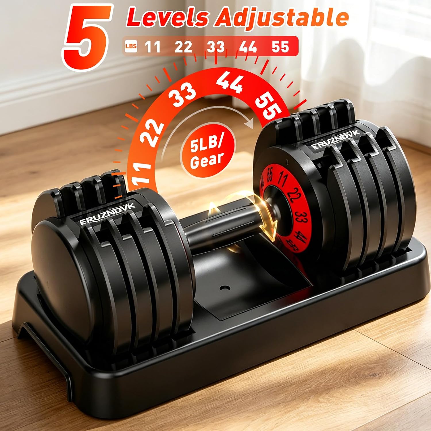 25/55lb Pair Adjustable Dumbbell Set, Adjustable Dumbbells Set of 2, 5 in 1/10 in 1 Free Weights Dumbbells Set with Anti-Slip Texture Handle, Weight Set For Home Gym Suit both Men and Women