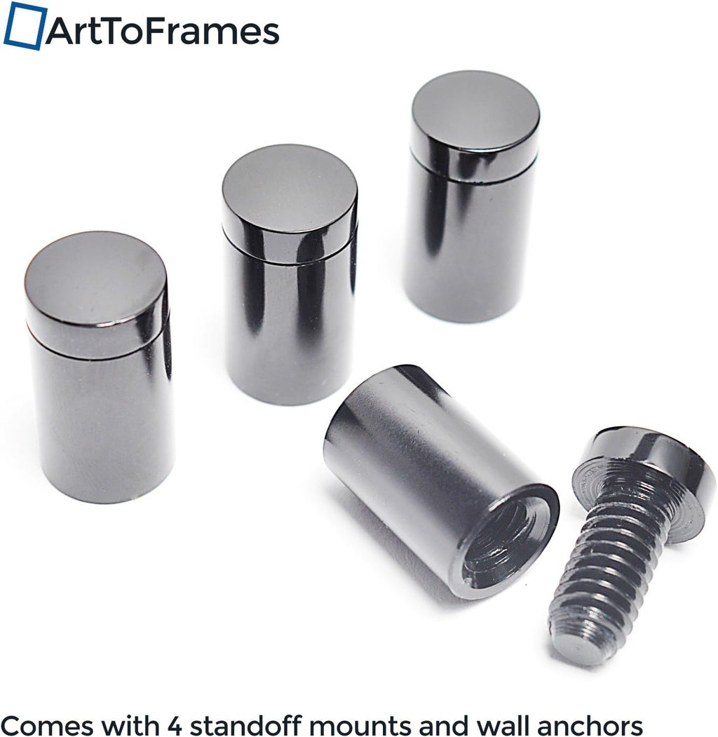 ArtToFrames Floating Acrylic Frame for Pictures Up To 24x36 inches (Full Frame is 28x40) with Black Standoff Wall Mount Hardware, Acrylic-109-24x36-82