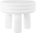 JONATHAN Y Rashida 17.75' Ribbed Polyresin Indoor Outdoor Table, White | Contemporary Curvy Minimalist Silhouette, Stacked Ring Motif, Tripod Pillar Base, Weather Resistant, Frosted Finish