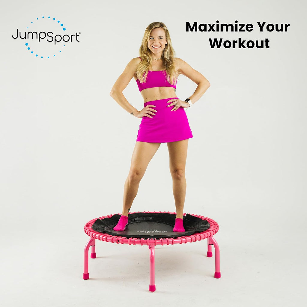 JumpSport 350 PRO 39 Inch Fitness Trampoline Indoor Rebounder Cardio Workout Equipment 300 lb Capacity