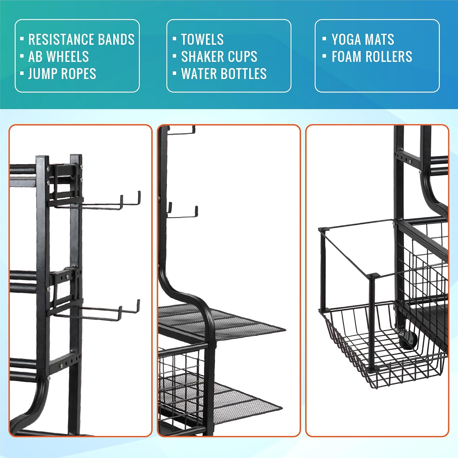 STUFFSTASH Dumbbell Rack for Home Gym, Heavy Duty Weight Rack for Dumbbells, Adjustable Dumbbell Stand with Storage, 700LB Capacity Gym Equipment Organizer with Wheels