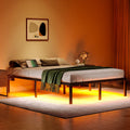 HAVONIZD King Bed Frame with LED Lights & Charging Station - 14 Inch Heavy Duty Metal Platform Bed Frame No Box Spring Needed, Easy Assembly, No Noise