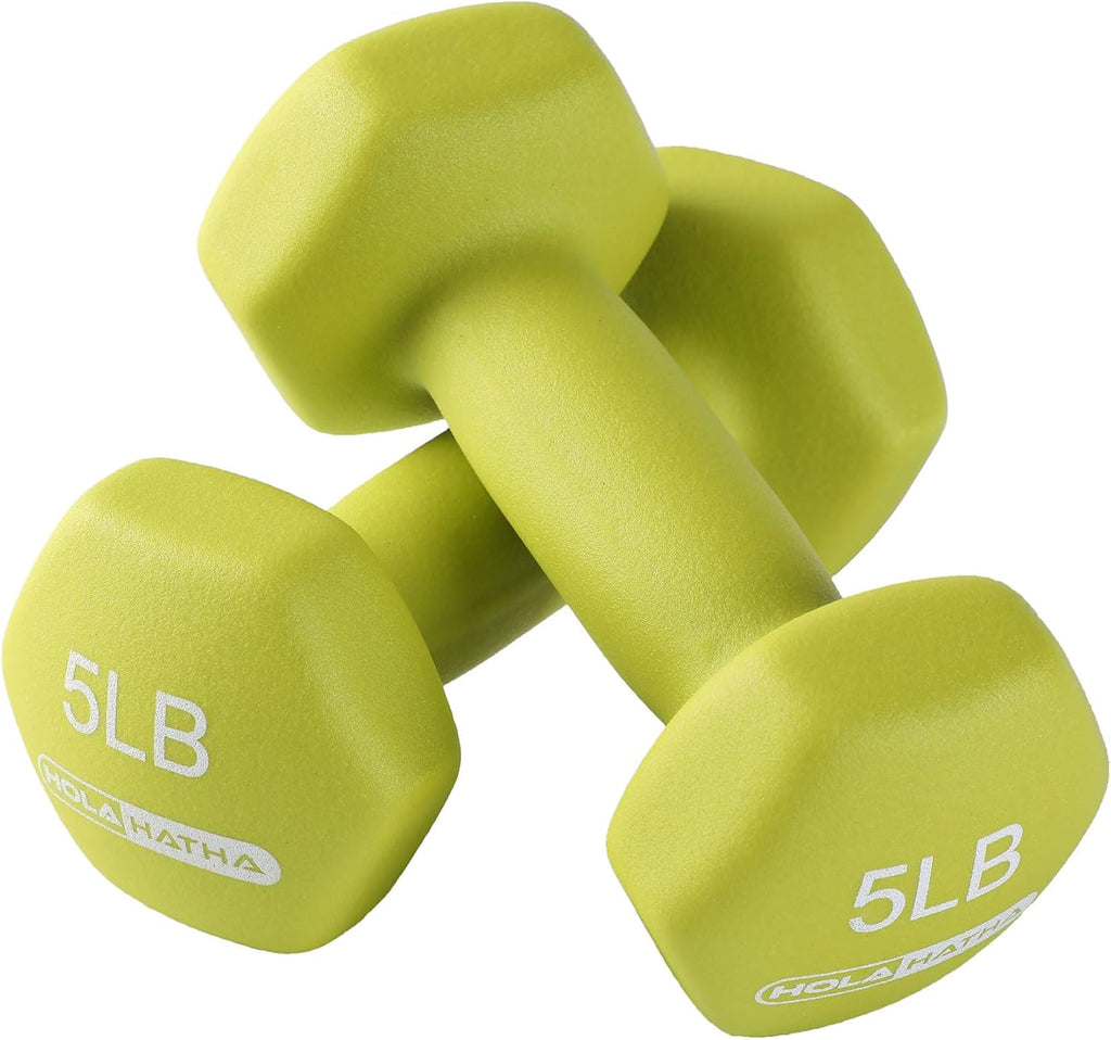 HolaHatha Neoprene Dumbbell Weights Set w/Rack, Home Gym Equipment - Portable Weighted Exercise Dumbbells for Fitness, Training, and Lifting Workouts