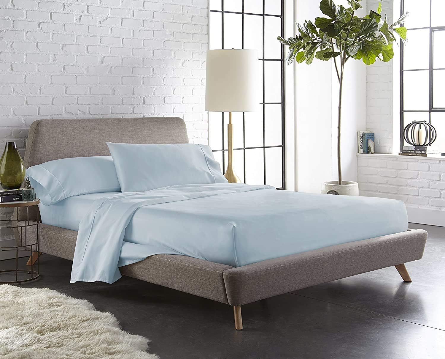 4 Piece Sheet Set- Cotton 1000 Thread Count - Luxury Bedding Set Fits Up to 15 Inches Deep Pocket - 4 Piece Sheet Set (Twin Size, Sky Blue)