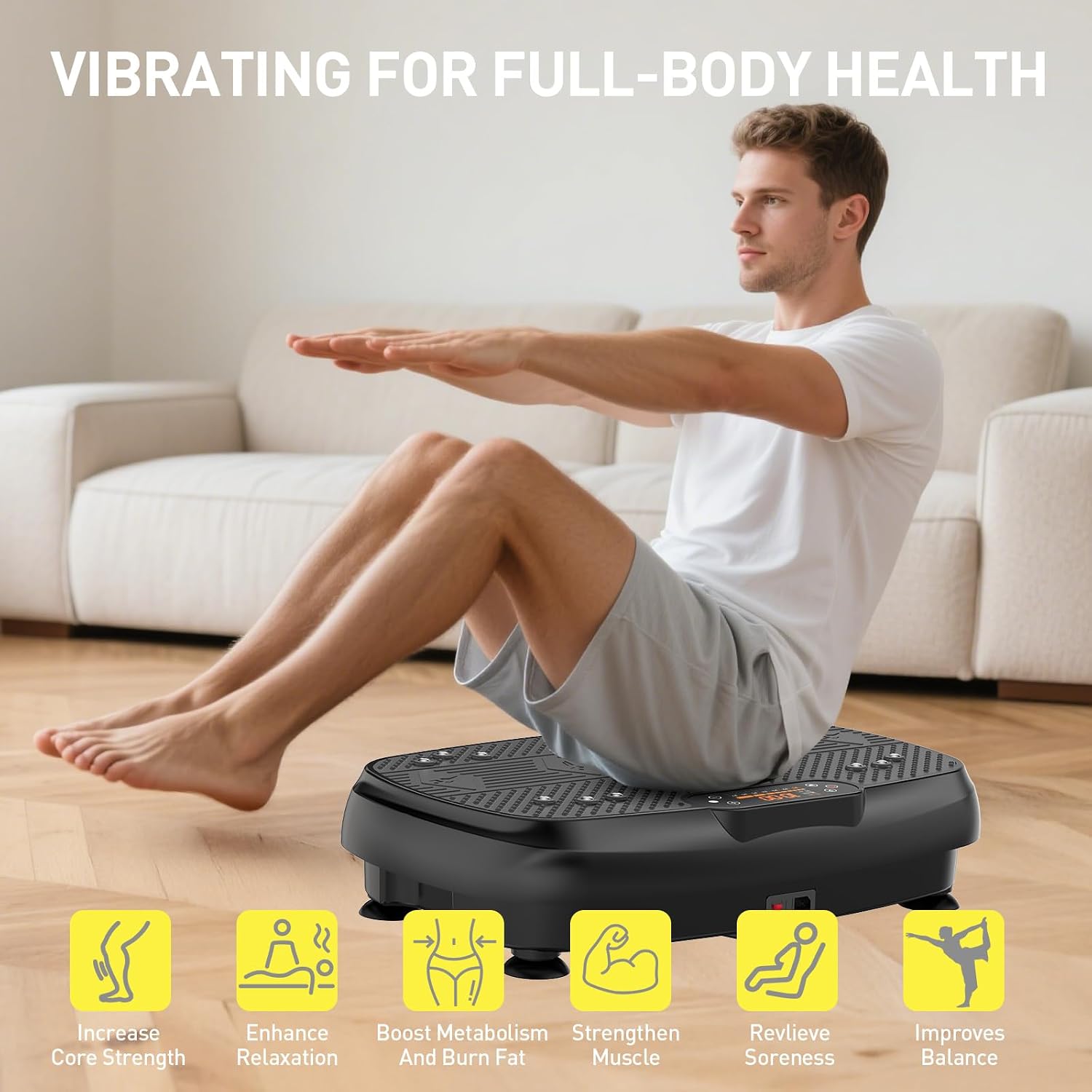 Vibrating Board Exercise Machine, 9 Modes Vibration Platform for Lymphatic Drainage, 3D Upgrade Vibrating Board for Weight Loss, Home Body Fitness Equipment (Purple)