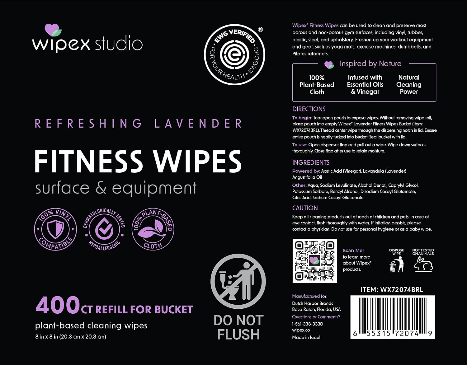 Wipex Gym Wipes for Equipment Bundle, EWG Verified, 1600 Count with (2) Lavender Buckets & (2) Refill Rolls - Plant-Based Fitness Equipment Wipes, Clean Surfaces & Mats, Safe Gym Cleaner