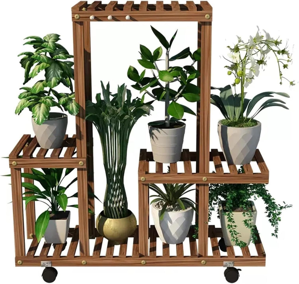 Potting Bench Table,Garden Potting Table, Plant Stands Outdoor Wooden Garden Shelf with Universal Wheel Perfect for Patio Storage and Organizing Garden Items and Plant Accessories, 80x25x81cm