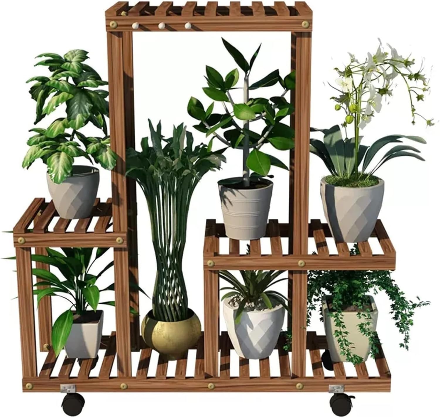 Potting Bench Table,Garden Potting Table, Plant Stands Outdoor Wooden Garden Shelf with Universal Wheel Perfect for Patio Storage and Organizing Garden Items and Plant Accessories, 80x25x81cm