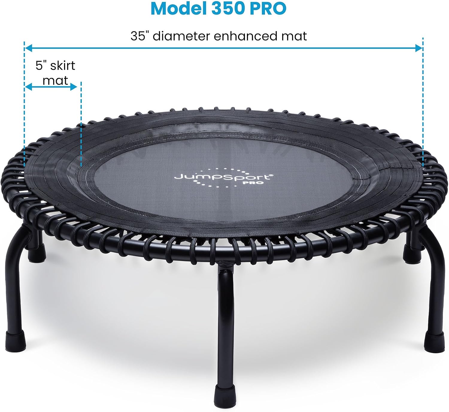 JumpSport 350 PRO 39 Inch Fitness Trampoline Indoor Rebounder Cardio Workout Equipment 300 lb Capacity