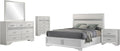 Coaster Home Furnishings Miranda Contemporary 5-Piece Bedroom Set Fabric Upholstered Full Size Panel Bed Frame 54-inch Headboard White 205110F-S5
