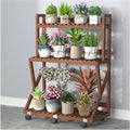 Potting Bench Table,Garden Potting Table, Plant Stands Outdoor Wooden Garden Shelf 3-Tier Plant Shelves with Universal Wheel for Patio Storage and Organizing Garden Items and Plant Accessories ( Color