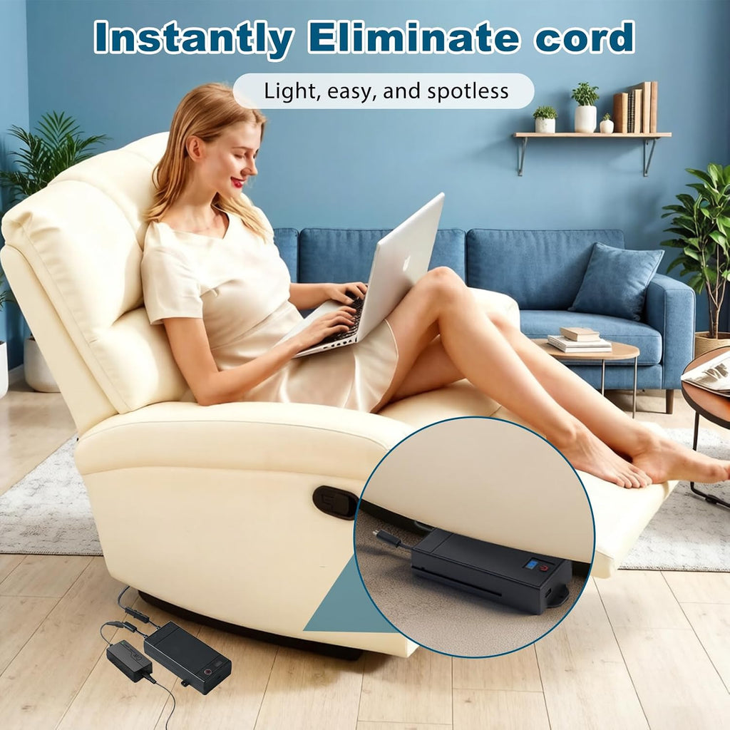 2 Rechargeable Battery Packs for Reclining Furniture, 2500mAh Universal Wireless Recliner Battery Charger for Electric Recliner, Sofas, Lift Chairs, Couch, 2-Pin Connection Reclining Furniture