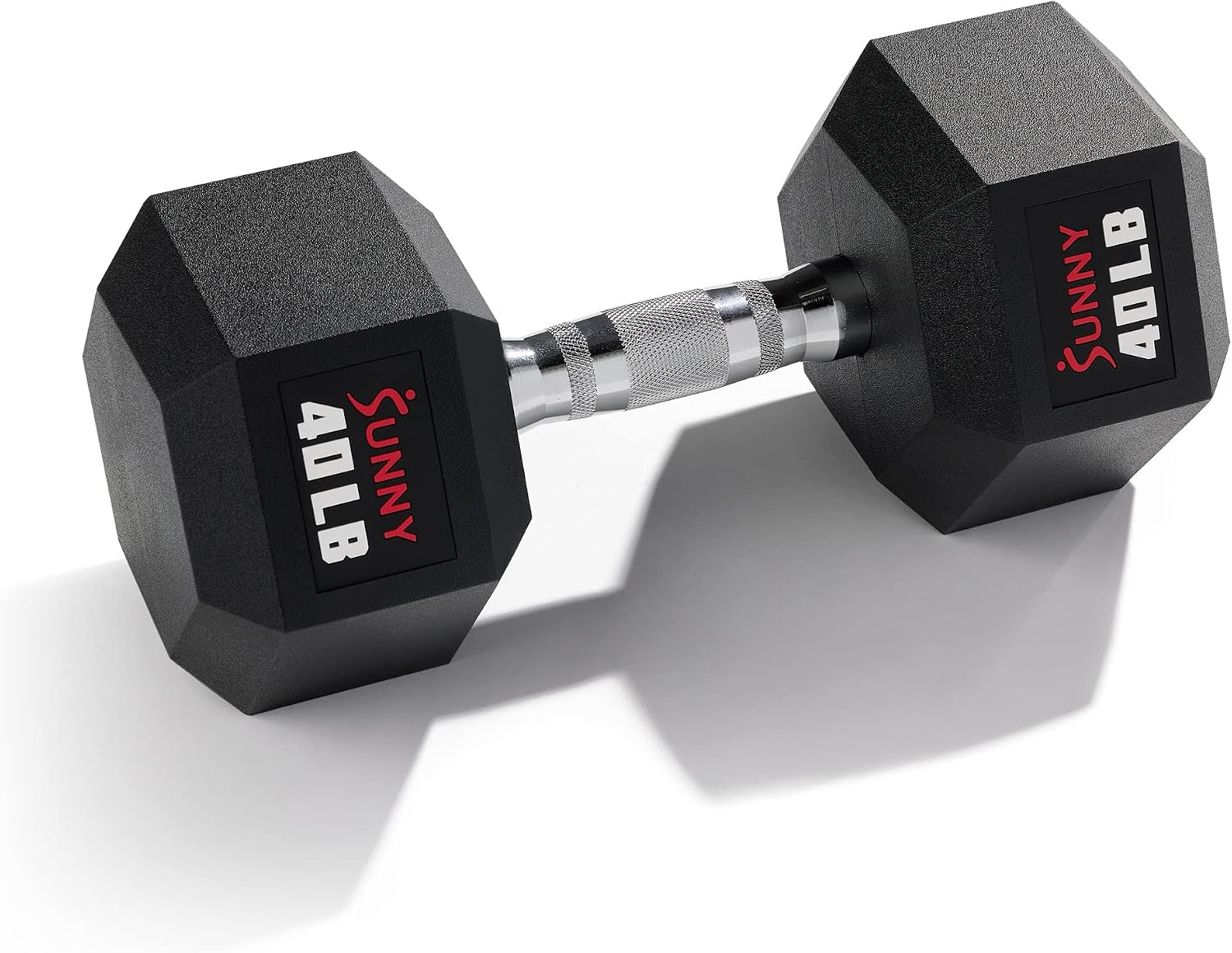 Sunny Health & Fitness Hex Style Dumbbell 5 LBS TO 50 LBS Chrome Handles, Hand Weight for Strength Training, Home Gym, Exercise, Workout Equipment Multiple Size Options
