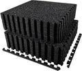 AIRHOP 0.56in Thick 96 Sq Ft Exercise Equipment Mats, 24 Tiles Upgraded Rubber Top with High Density EVA Foam, Large Interlocking Puzzle Gym Flooring for Home Gym, Heavy Weight Workout, 24 x 24in