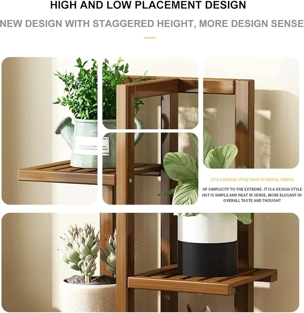Potting Bench Table,Garden Potting Table, Plant Stand Indoor Outdoor 6 Tiers Large Plant Rack Plant Holder Multifunctional Plants Shelves for Patio Garden Living Room Balcony Bedroom, Brown