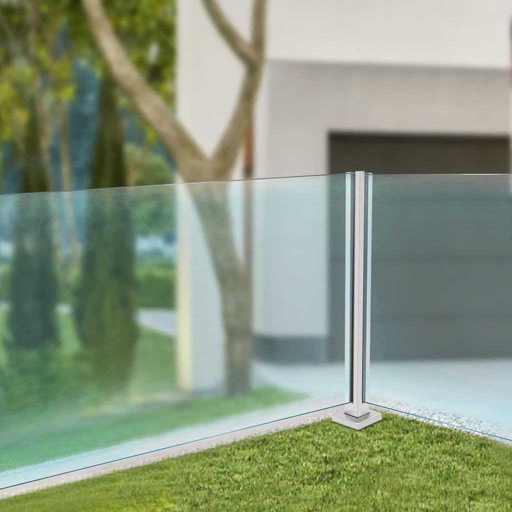HOFSSI Glass Railing Post Heavy Duty Stainless Steel Black Glass Balustrade Post Panel Support Wood Deck for Interior ExteriorGlass Fence Pole Garden Balcony (Color : Corner Post, Size : 70cm/27.5in)