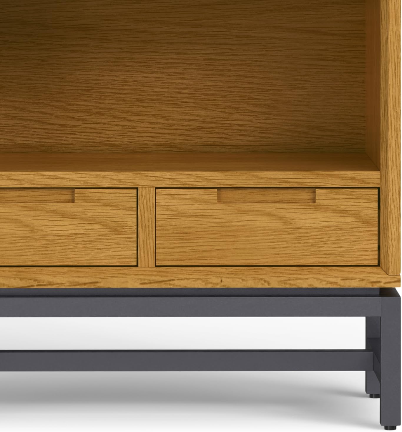SIMPLIHOME Banting Bookcase - 66 inch Tall Solid Oak Veneer and Metal Bookshelf, Industrial Storage for Living Room, Study Room or Office with Open Shelves and Metal Frame