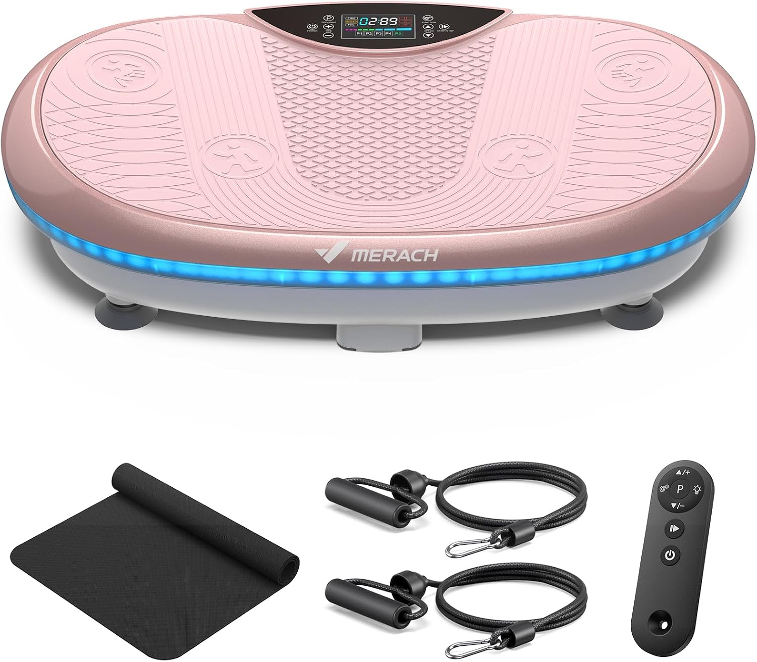 MERACH Vibration Plate Exercise Machine, 4D Whole Body Workout Vibrating Platform for Lymphatic Drainage Weight Loss Muscle Activation, Home Fitness Equipment with Bluetooth Light Pull Cord