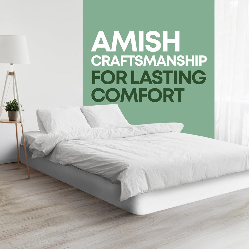 Greaton, 8' Full Size Box Spring Only for Full Size Bed – Amish-Made in the USA – Solid Wood Mattress Foundation with Stable & Quiet Support – Flat-Packed & Easy Assembly – White