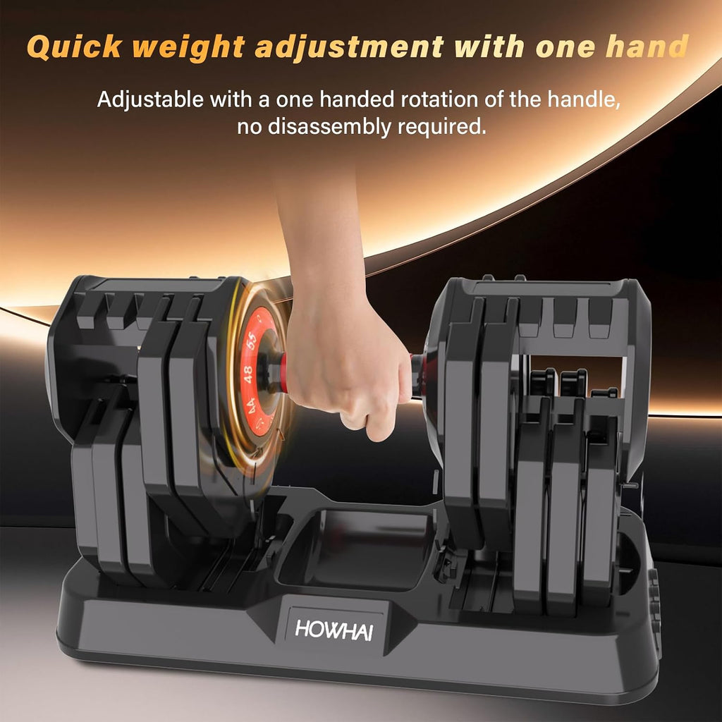 55lb Adjustable Dumbbell, 10 in 1 Hand Adjustable Weights Dumbbell with Anti-Slip Texture Handle, Exercise & Fitness for Men/Women Gym Equipment for Home Strength Training Equipment