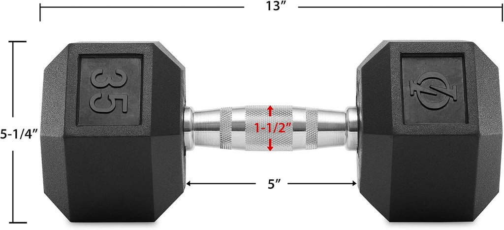 Philosophy Gym Rubber Coated Hex Dumbbell Hand Weights, Pairs